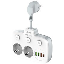 스마트 멀티탭 2구+3 USB+1 C타입 고속충전 개별스위치 충전기 어댑터, 6cm