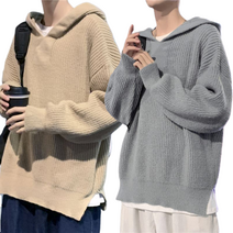 남성 패션 스웨터 티셔츠 루즈핏 무지 후드 니트티 4컬러