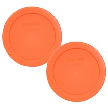 Pyrex 파이렉스 번들 2 템 7200PC 2컵 오렌지 라운드 플라스틱 뚜껑