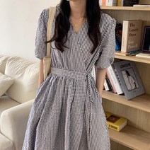 시럽 봄 여름 고방체크 바스락 롱원피스 시원한 편한 휴양지 30대 40대여름원피스 66사이즈여성쇼핑몰 르뚜앙