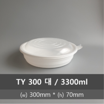 유앤팩 원형 찜용기 TY 300 대 100개 세트 3300ml 1박스 탕용기 일회용포장용기 밀폐, 1box, 100set