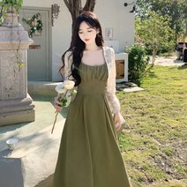 빅사이즈 여성복 셔링 원피스 펀칭 니트 가디건 세트 프렌치 컨셉사진 레트로 원피스