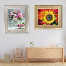 미프리아트 DIY 비즈 보석십자수(원형전체) 액자 세트, 01.부엉이 40x40, AT-35/브라운 액자 추가