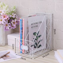 철제 선반 진열대 조립식 앵글 랙 럭셔리 책장 데스크탑 금속 책 블록 사무실 신문 잡지, a-더블 레이어-화이트