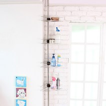 동영나이스 스텐레스기둥 코너선반 3단 4단 5단 화장실 정리 수납 욕실 벽 선반 세탁실 코너장, 클램프고정 코너선반 4단
