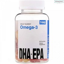 T.RQ 성인용 구미젤리 오메가-3 DHA + EPA 레몬 오렌지 딸기 60개입, 1