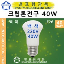 크립톤전구 백열등 백열램프 백색 40W E26소켓, 전구색[노란빛], 크립톤40W(불투명)E26