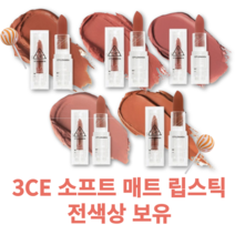 [본사정품] BEST 스타일난다 3CE 소프트 매트 립스틱 전색상 보유 선택가능 코스맥스 매트함 밀착력 고발색 부드러운발림 싱글, MURMURING