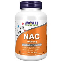 NOW supplements NAC (N-아세틸-시스테인) 1000 mg 120 태블릿, 120 개(1팩)