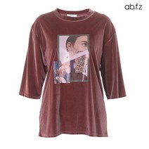 에이비플러스 ab.f.z 스퀘어 콜라주 R넥 벨벳 티셔츠 (AFU4GK03A)