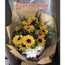 비누꽃 비누꽃바구니 꽃다발 플라워박스 25 개대 해바라기 비누 꽃 머리 꽃다발 선물, 골든옐로우