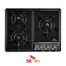 SK매직 GRA-B3218D 3구 블랙펄 빌트인 가스레인지 건전지형, 일반가스(LPG)