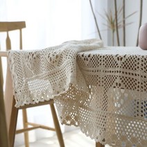 식탁보 테이블보 방수 미니 원탁 코튼 크로 셰 뜨개질 직사각형 블랙 할로우 수제 빈티지 레이스 테이블 천으로 커버 타월 홈 장식, Beige A, 140x180cm