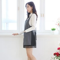 클리티아 꽃무늬 방수 메쉬 앞치마, 레드 XXL, 1개