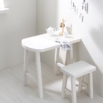 A라인2 원목 반타원형 1인용 2인용 식탁 테이블세트, A라인2/반타원형D/2인세트-아이보리