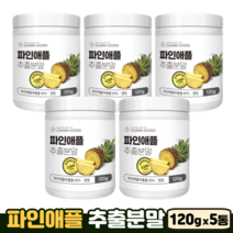 파인애플 분말 가루 단백질분해 효소 프로테아제 식이섬유 비타민B 철분 파인애플추출분말, 5통, 120g