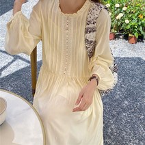 [랜덤플레이] 퓨어 넥 프릴 레이스 주름 원피스