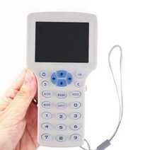 영어 버전 10 주파수 125KHz 13.56MHz IC/ID 카드 RFID 리더기 복사기 배터리/USB 케이블 LCD 스크린, 브라운