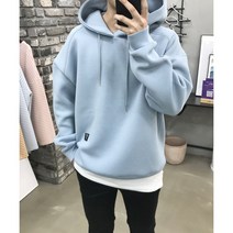 용된다 남자 가을 네오프렌 무지 오버핏 후드티