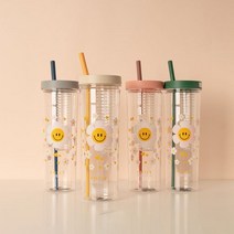 컬러체인지 빨대 차망 텀블러 티백거름망과 분리형 빨대 850ml대용량, 블루