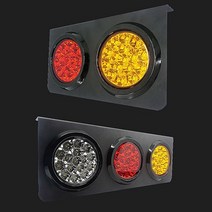 LED 철판 뒷 데루등 후미등 테일 램프 12V 렉카 트레일러 24V 화물차 깜빡이 브레이크 전구, 사각3구, 사각3구/24V(좌), 1개