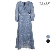 VIVID 팝콘꽃무늬 러플카라 원피스