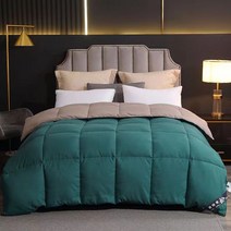 95% 거위털 이불 겨울 보온 이불솜, 흑녹색+그레이, 6근