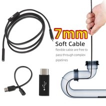 배관내시경카메라 누수 탐지기 스마트폰 초소형 7mm 유연한 산업용 카메라 내시경 usb c android for video endoscope camera type c 10, 협력사, 2m, 7mm 소프트 케이블
