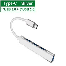 usb멀티허브 맥북 3.0 도킹허브USB C 허브 3.0 타입 3.1 4 포트 멀티 스플리터 어댑터 OTG 샤오미 레노버, 01 Type C 3.1 Silver