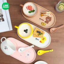 GM 라인프렌즈 캐릭터 세라믹 1인 식기세트 아침 요거트 오트밀 시리얼 그릇 접시 세트, 샐리 세트