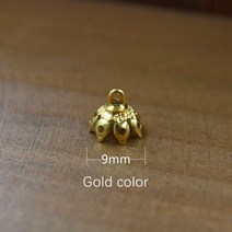 비즈공예 원석 50pieces 8.5mm 9mm 10mm 꽃 비즈 캡 펜던트 커넥터 쥬얼리 액세서리 DIY 재료 수제 보석 결, 10 No2 gold color