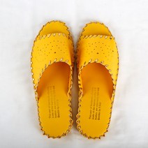 펀칭봉합 고급 가죽 실내슬리퍼 거실 실내화 호텔 거실화 병원 유치원 사무실, 옐로우, 1개