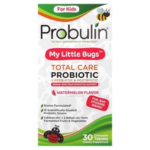 Probulin For Kids My Little Bugs 토탈 케어 유산균 + 프리바이오틱 & 포스트바이오틱 수박 씹어먹는 정제 30정
