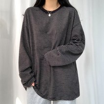 [베이직코디] 라운드 배색 단가라 박스 긴팔티