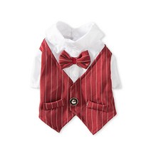 lr 신사 개 옷 웨딩 정장 작은 개를위한 공식적인 셔츠 Bowtie Tuxedo 애완 동물 복장 고양이를위한 할로윈 크리스마스 의상, 빨간색