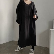 [비비애르] 마론 빅 브이넥 코튼 맥시 롱 원피스 빅사이즈 봄 간절기 박스원피스