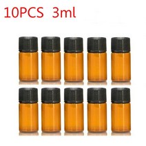 10Pcs 1/2/3/5ml 미니 에센셜 오일 병 샘플 항아리 오리피스 브라운 감속기 및 캡 리필 용 유리 화장품 용기, [03] 10PCS 3ml