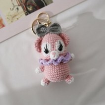 수제 헝겁 패브릭 인형 인테리어 소품 7cm 만화 귀여운 동물 크로셰 뜨개질 열쇠 고리 니트 펜던트 가방 액세서리, 25