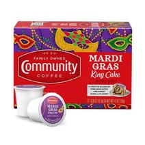 커뮤니티 커피 버라이어티 팩 100수 포드 미디엄 다크 로스트 큐리그 K-컵 브루어와 호환 가능, 마디 그라 킹 케이크_12개(1팩)