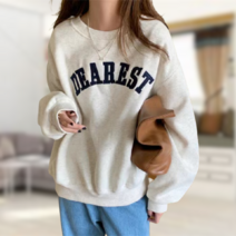 레터링 라운드넥 맨투맨 티셔츠