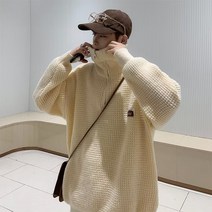 반집업 스웨터 남가을겨울 패션 데일리 루즈핏 빈티지 울니트 남자코트