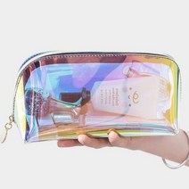 휴대용 만두 모양 투명 레이저 화장품 가방 한국 스타일 화장품 반원 여행 보관 가방