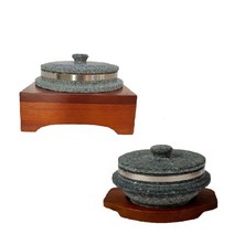 장수주방 장수곱돌 돌솥 돌뚝배기 돌그릇 냄비 가마솥 밥 숭늉 누룽지 깐밥, 돌솥 140mm+타원형받침