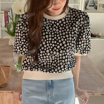Sunflower House 베이비 플라워 라이크 슬림 반팔 니트 티셔츠 00568