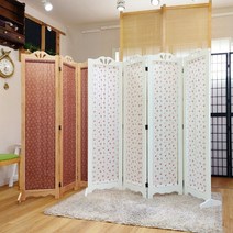 가구야히메 공간분리 원목 올패브릭 파티션 4단 가림막 가리개, 화이트(리뉴얼)