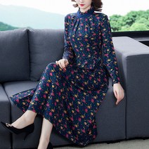 자칠 니트 레이스 롱 원피스 따뜻한 엄마옷 빅사이즈 중년 여성 가을 겨울 코디 새해 선물 뱃살 커버 50대 60대