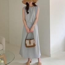 브이와이 VY 여자 SS 피서룩 스트랩 슬리브리스 원피스