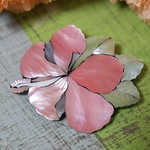 MG 핑크 플라워 자개 브로치