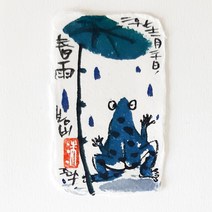 박준수 작가 소작 봄비 한지수묵담채화 인테리어액자(액자포함), 흰색