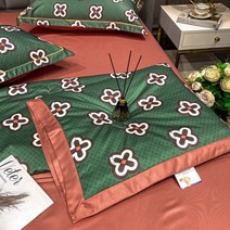 SIMMY 여름 이불 부드러운 면 워싱 텐셀 포멀 워싱 실크 이불+시트+베개커버*2, 구트그린